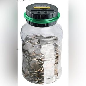 Digital Coin Counting Jar with Green Lid
